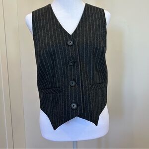 Banana Republic Wool Vest Gray pin Striped women’s size 8